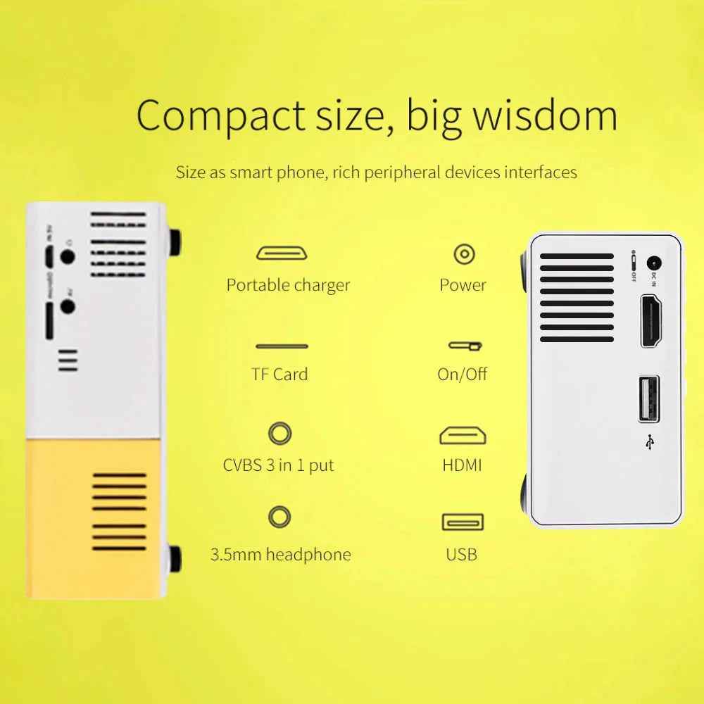 Mini Projector β 1080P Full HD Support, Portable LED Projector, 4K Video Playback, Multiple Connectivity Options