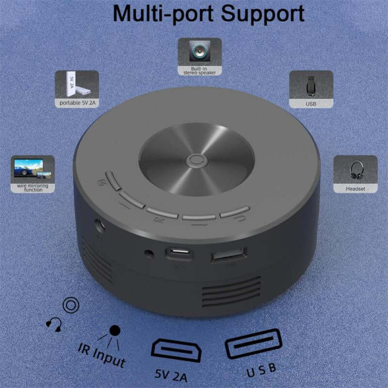 Smart Projector Wifi Portable Home Theater multi-port support with USB and audio inputs